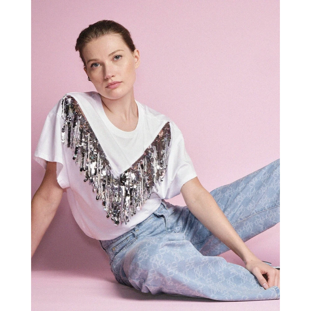 Dante 6 T-shirt met franje White Dames