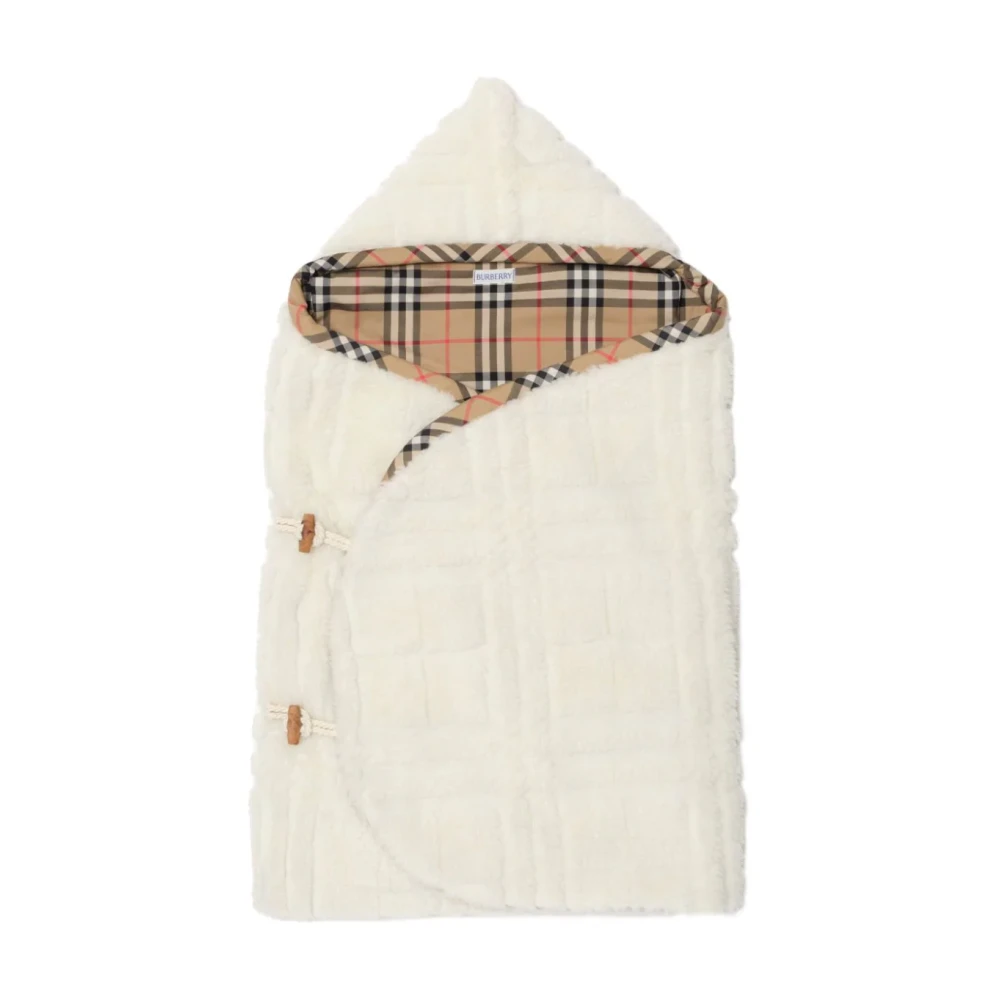 Burberry Gebreid Baby Nest met Geruit Patroon White Unisex