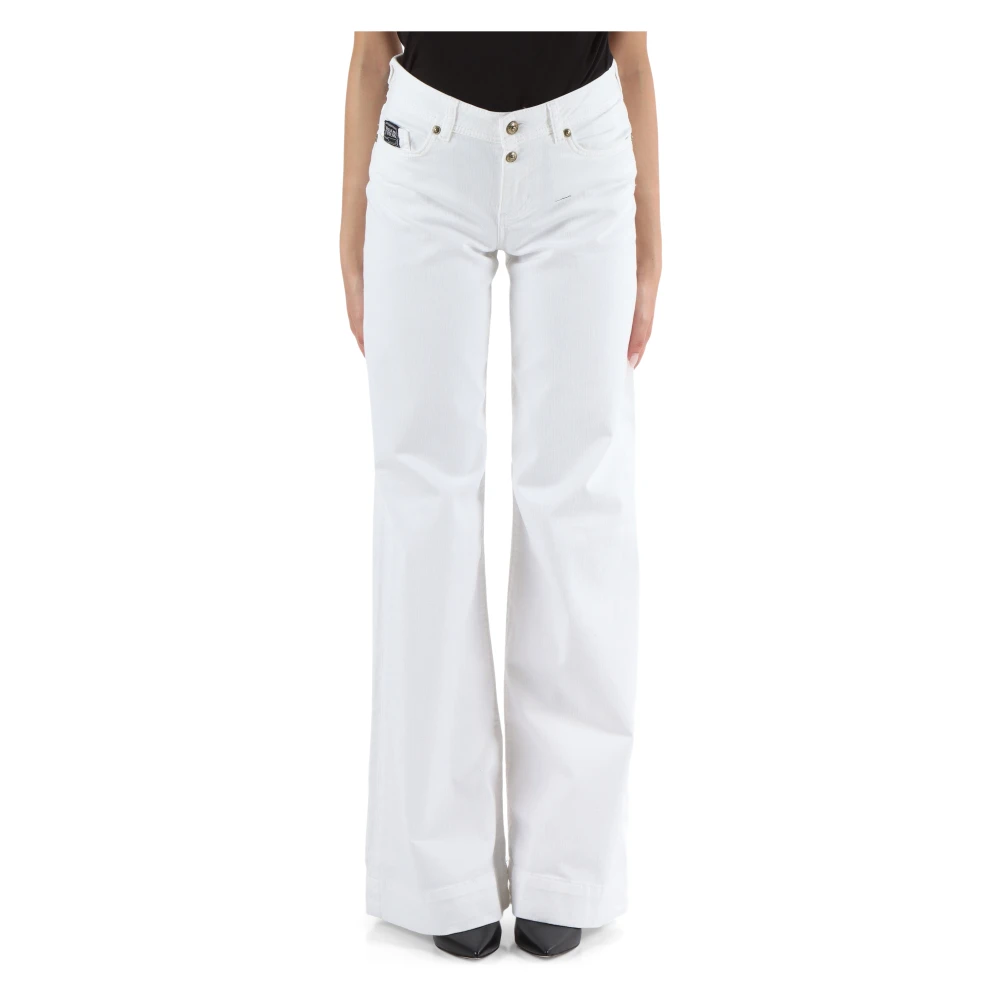 Versace Jeans Couture Laag getailleerde uitlopende jeans met vijf zakken White Dames