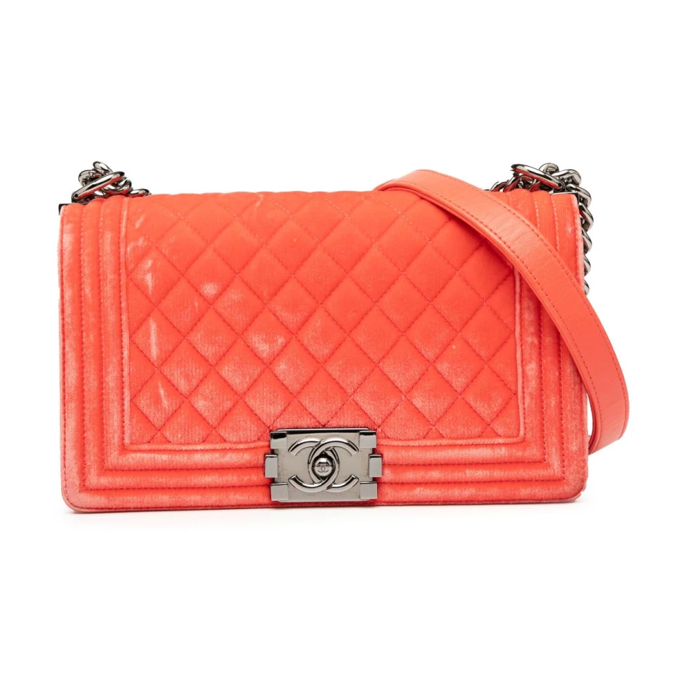 Chanel Vintage Women's Orange Vintage Cross Body Bags, One Size, Pre-Owned Quilted Flap Bag
