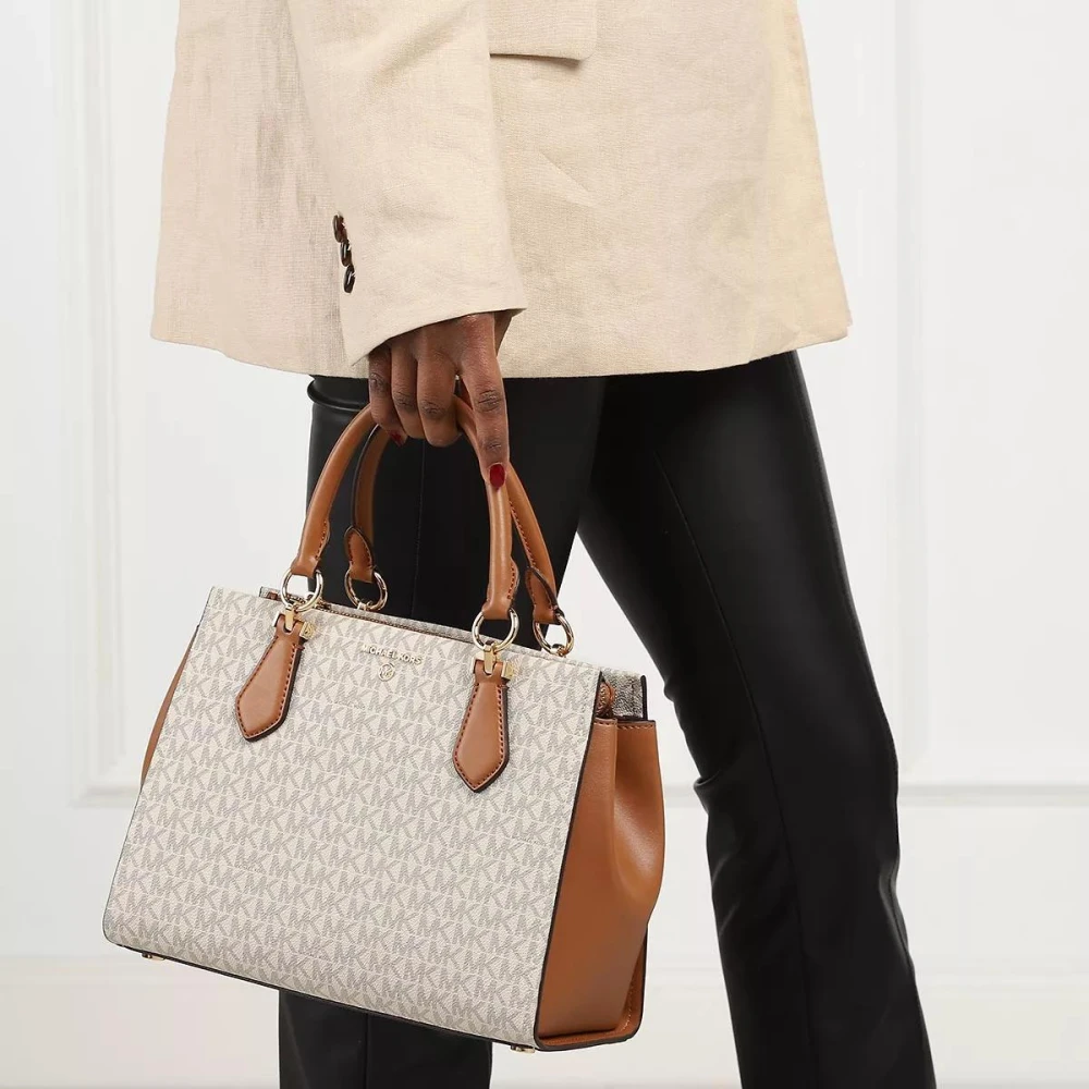Michael Kors Canvas Satchel Vanilla Acrn Tas Beige Dames