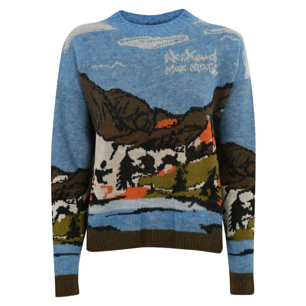 Max Mara Weekend Landschap Ontwerp Trui Blue Dames