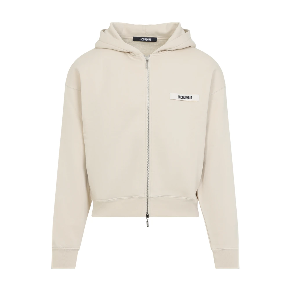 Jacquemus Beige Zip-Throughs, Male, Xl, Cotton Hoodie With Zip Fastening