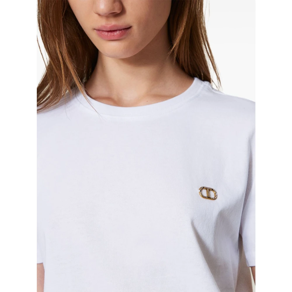 Twinset Witte T-shirts en Polos met Logo White Dames