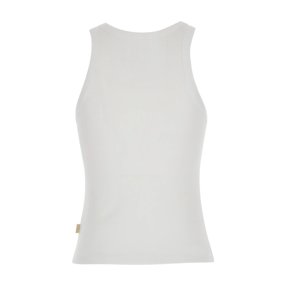 Semicouture Geribbeld katoenen top in wit White Dames