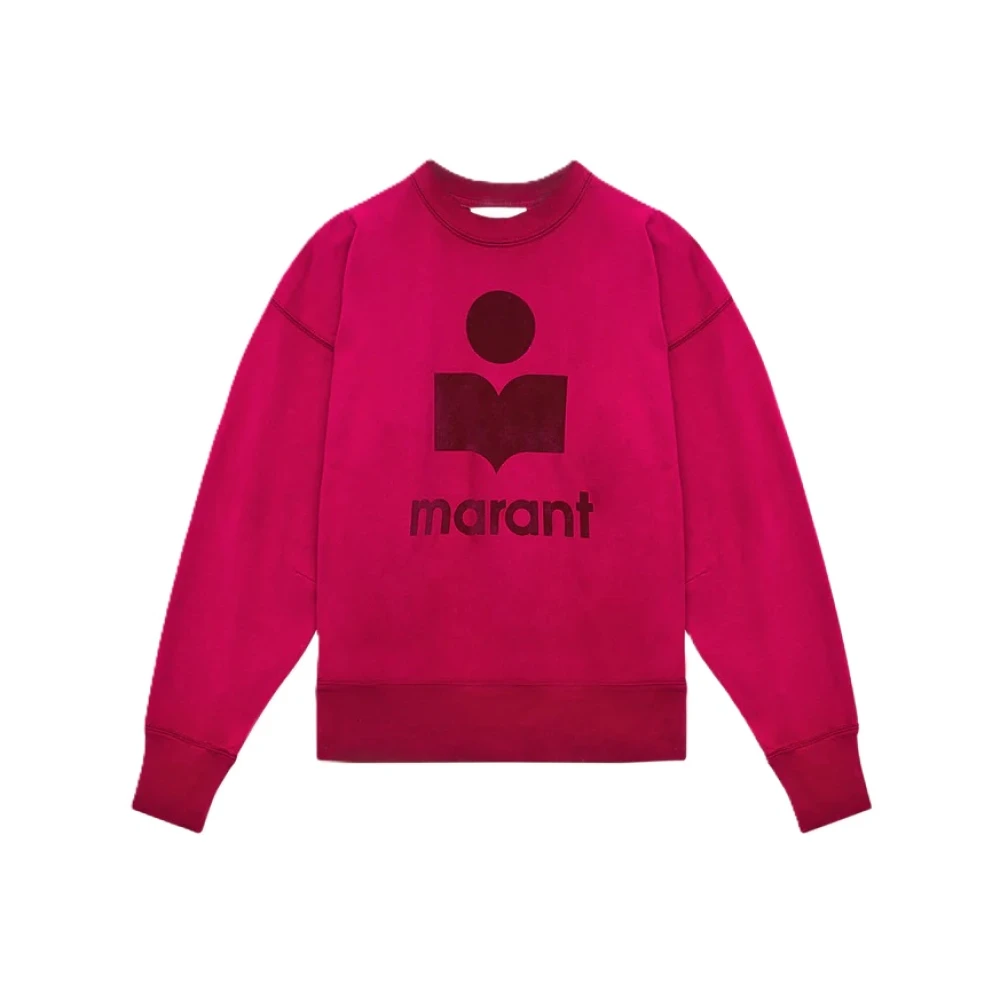 Isabel Marant Étoile Contrast Logo Sweatshirt Geribbelde Manchetten Pink Dames