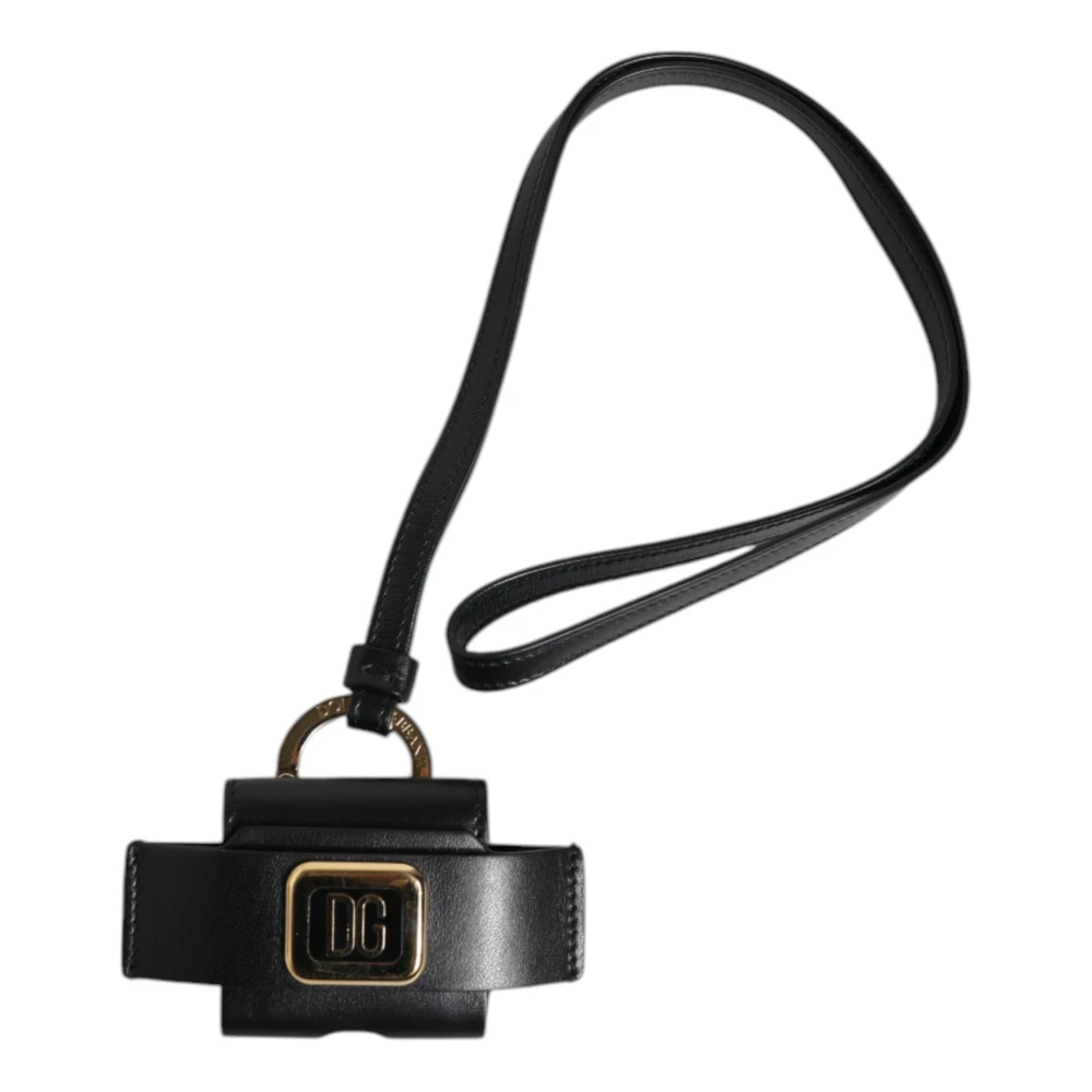 Dolce & Gabbana Men's Black Headphones, One Size, Leather Airpods Case