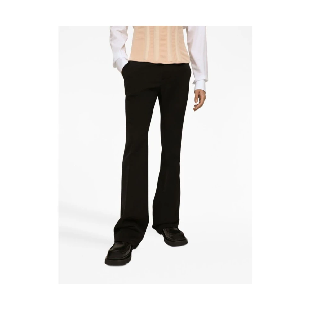 Dolce & Gabbana Zwarte Wollen Broek met Persplooi Black Heren