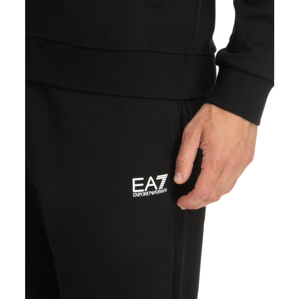 Emporio Armani EA7 Effen Tracksuit met Capuchon en Zakken Black Heren