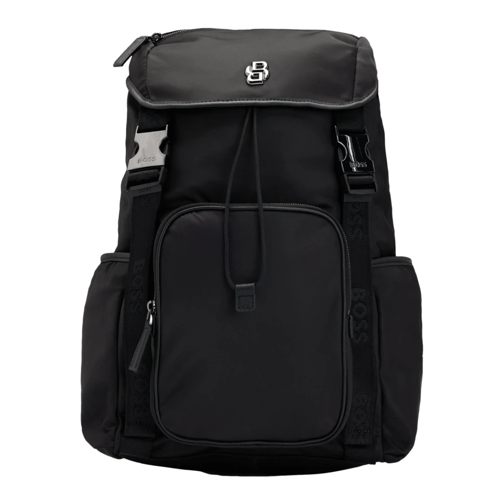Hugo Men's Black Backpacks, One Size, Icon Backpack With Monogram In