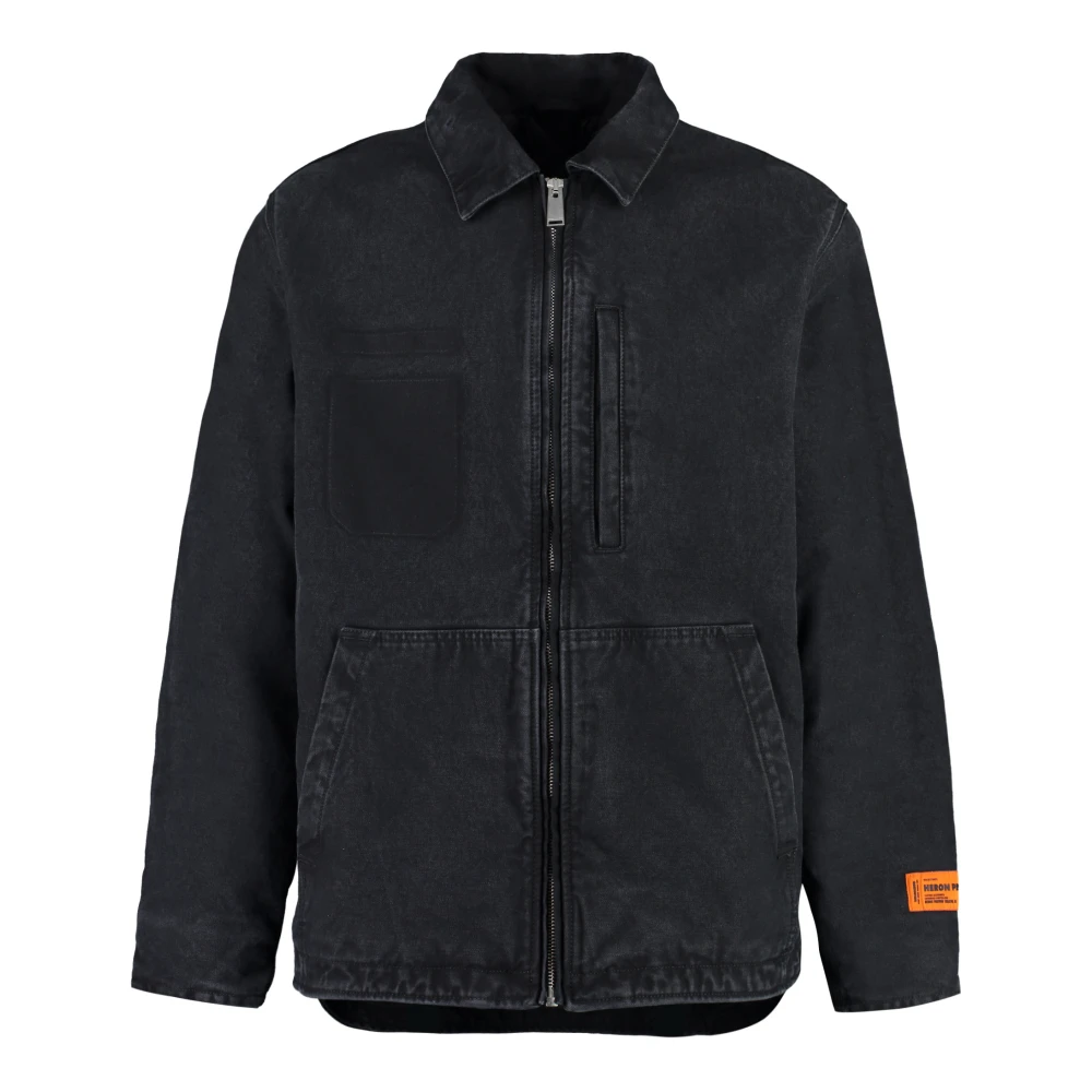 Heron Preston Klassieke Denim Jas met Bleach Wash Black Heren