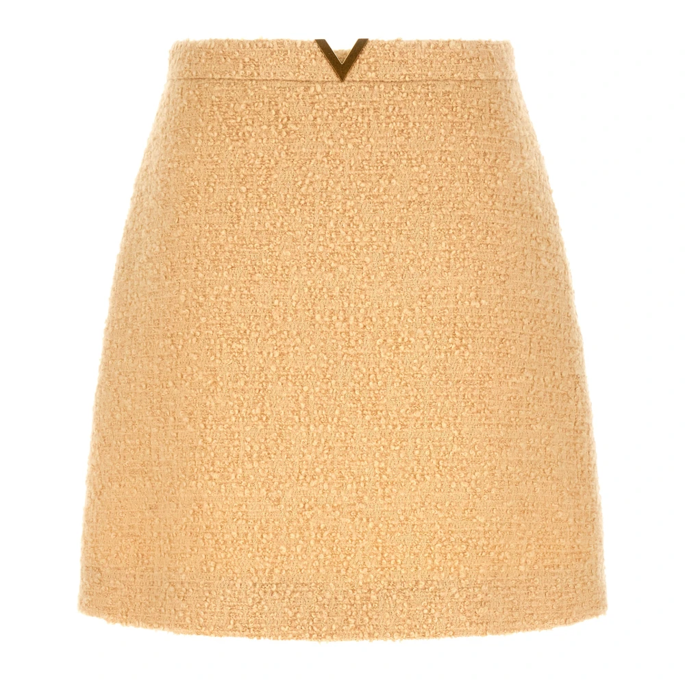 Valentino Garavani Women's Beige Short Skirts, Xs, Curly Wool Tweed Mini Skirt