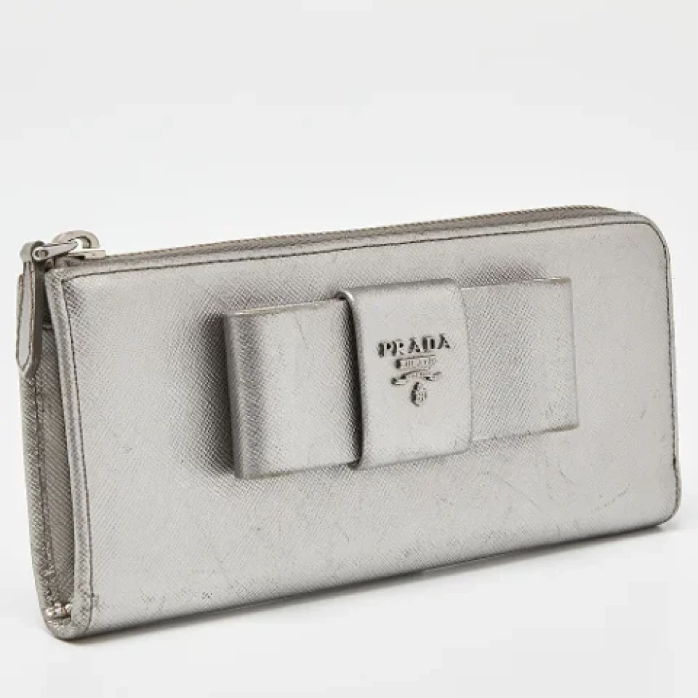 Prada Vintage Pre-owned Leather wallets Gray Dames