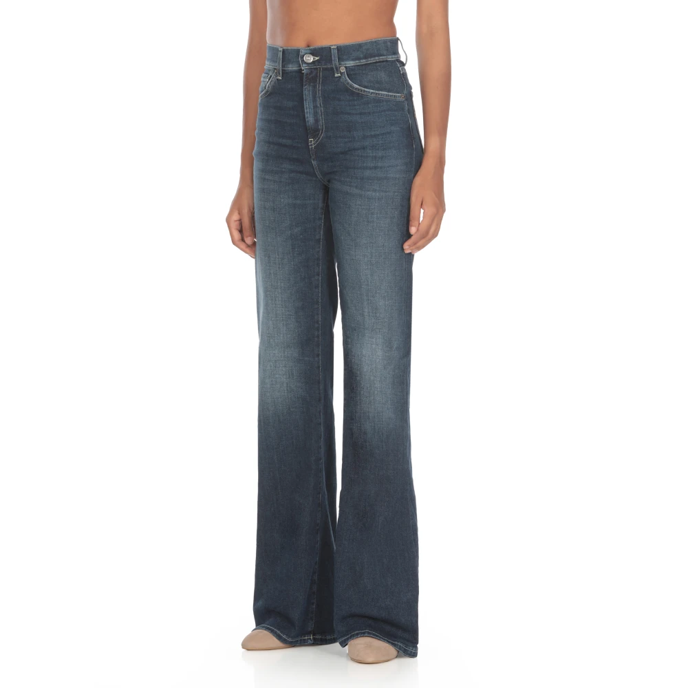 Dondup Blauwe Palazzo Jeans met Riemlussen Blue Dames