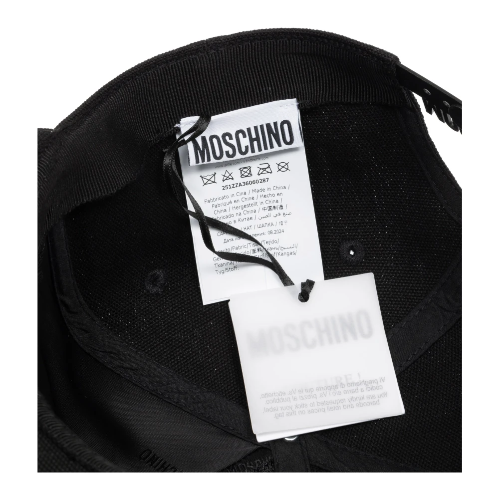 Moschino Verstelbare Abstract Logo Geborduurde Pet Black Heren