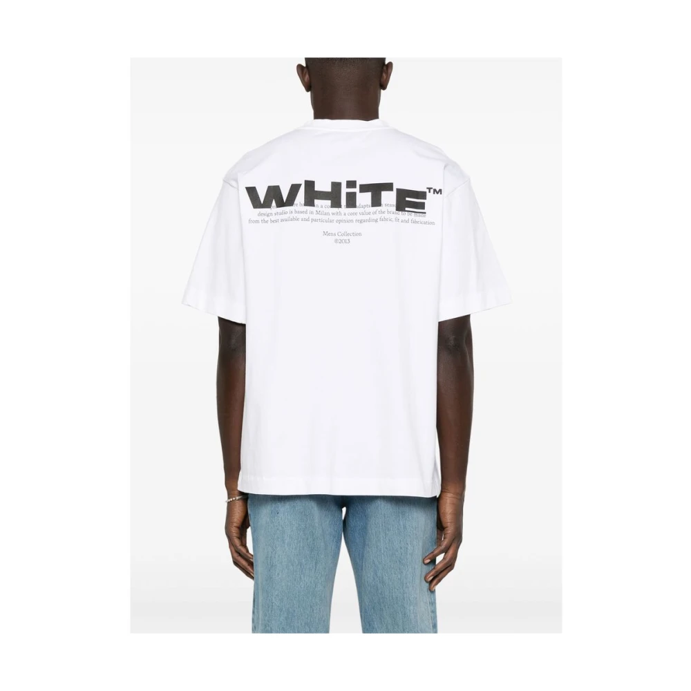 Off White Witte Crew Neck Korte Mouw T-shirt White Heren