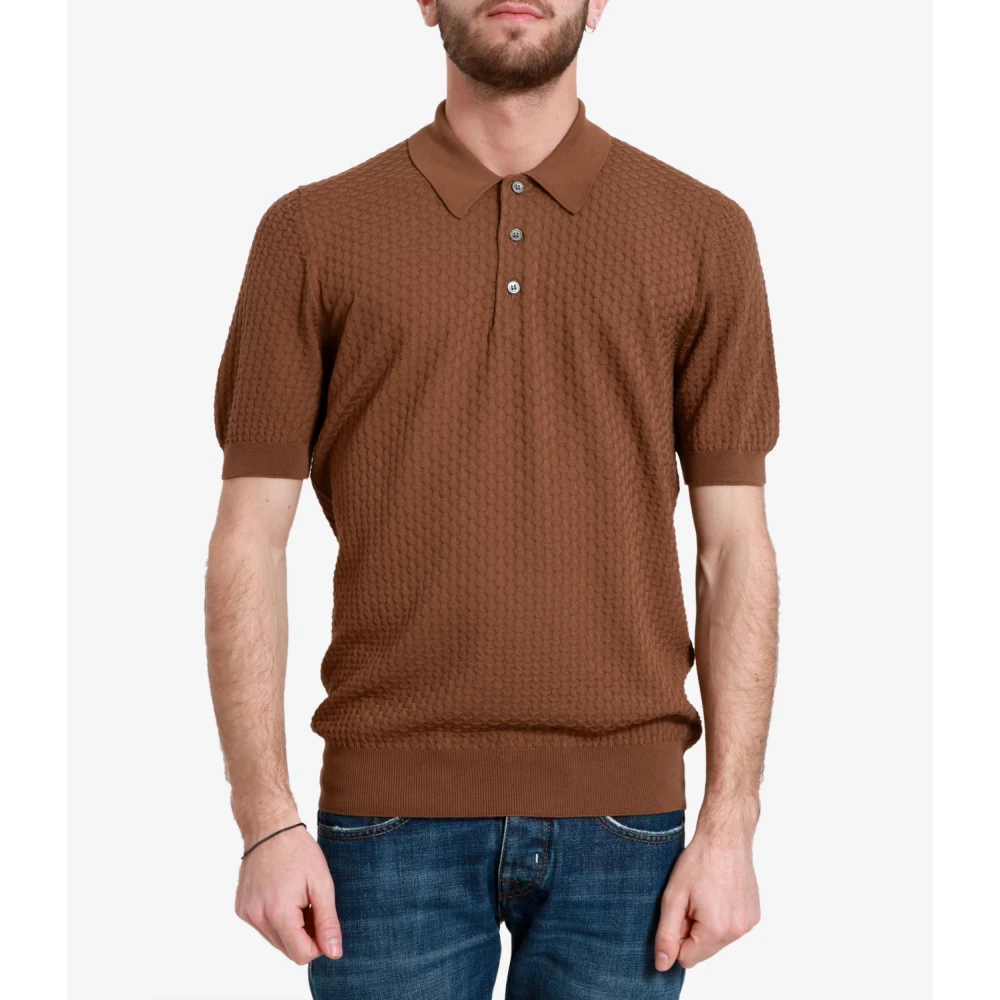 Tagliatore Bruine Katoenen Poloshirt met Kraag Brown Heren