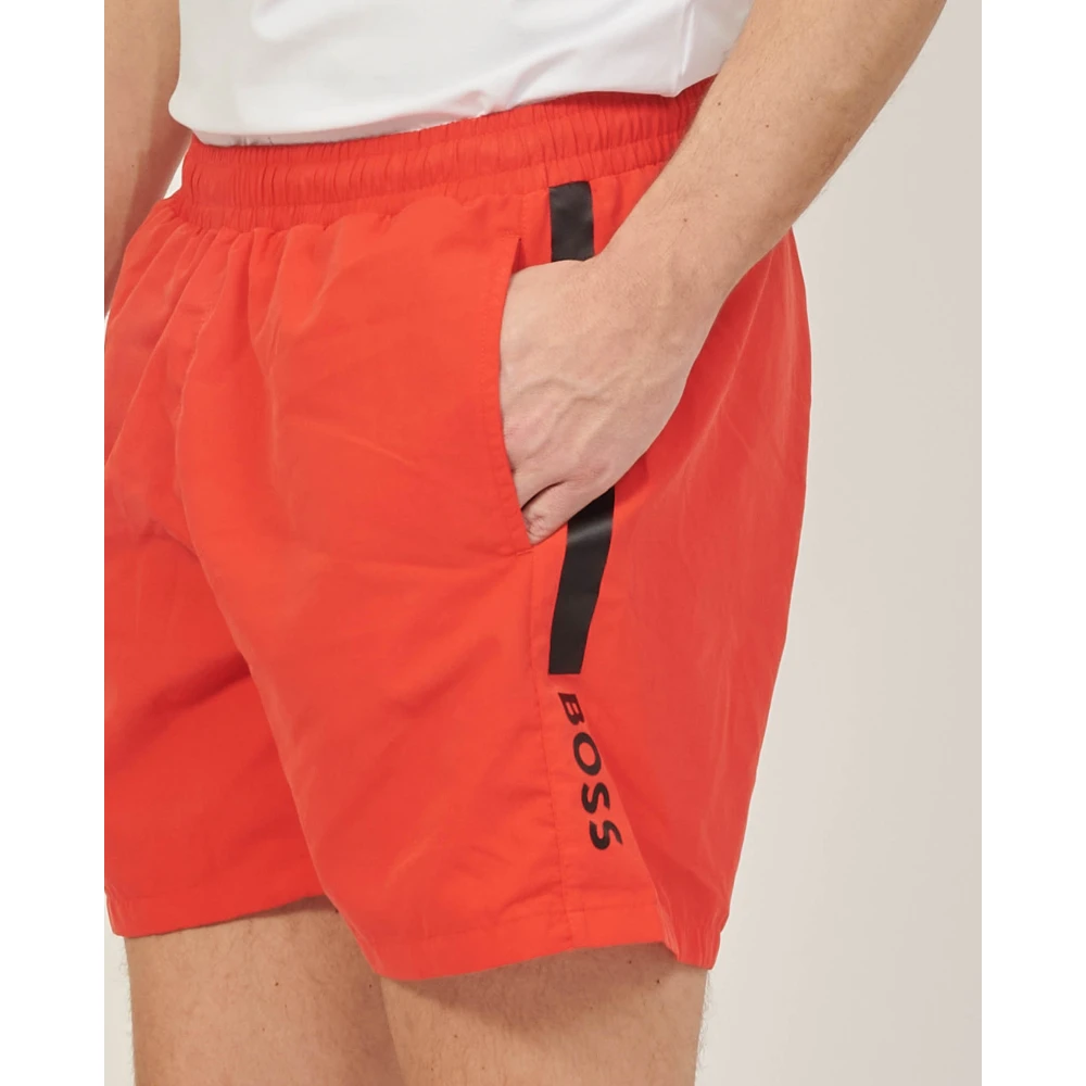 Hugo Boss Rode Boxershorts met Bedrukt Logo Red Heren