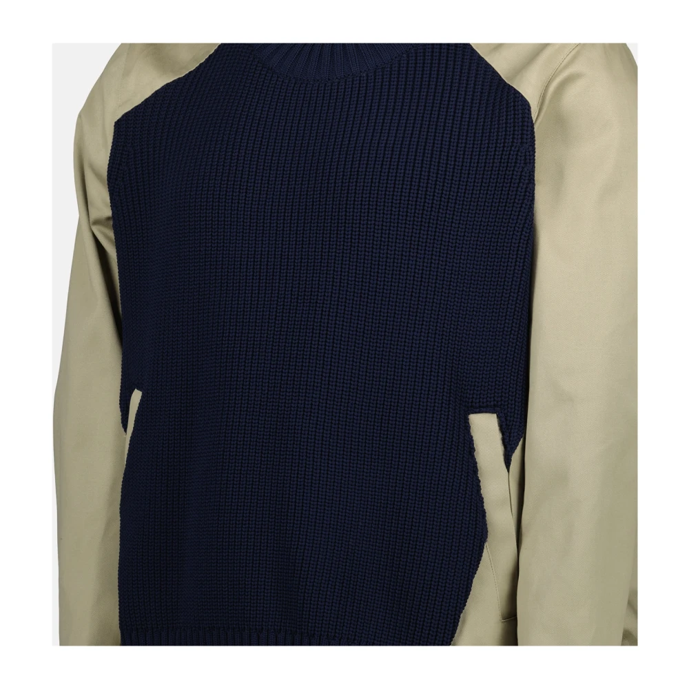 Sacai Navy & Khaki Katoenen Trui Blue Heren