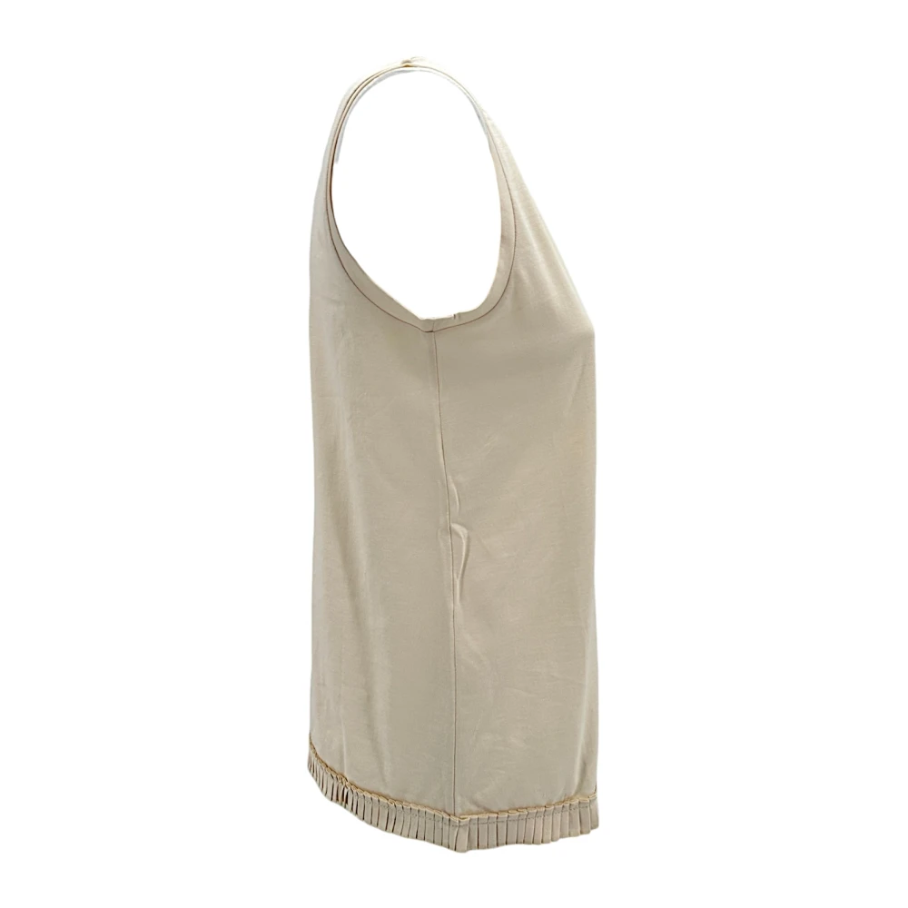 Max Mara Studio Madonna Hals Katoenen Tanktop Beige Dames