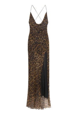 brown-cowl-neck-dress-with-slit