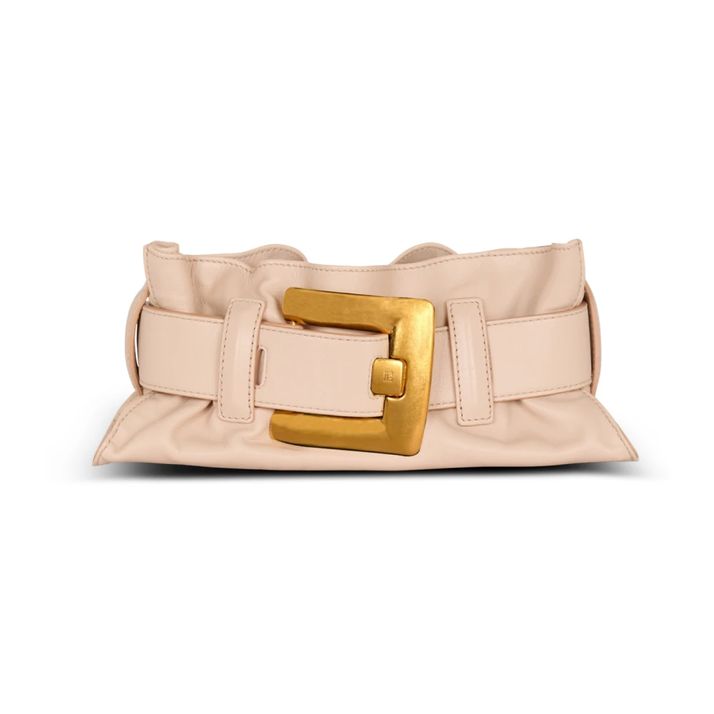 Balmain Kleine Anthem Schoudertas van kalfsleer Beige Dames