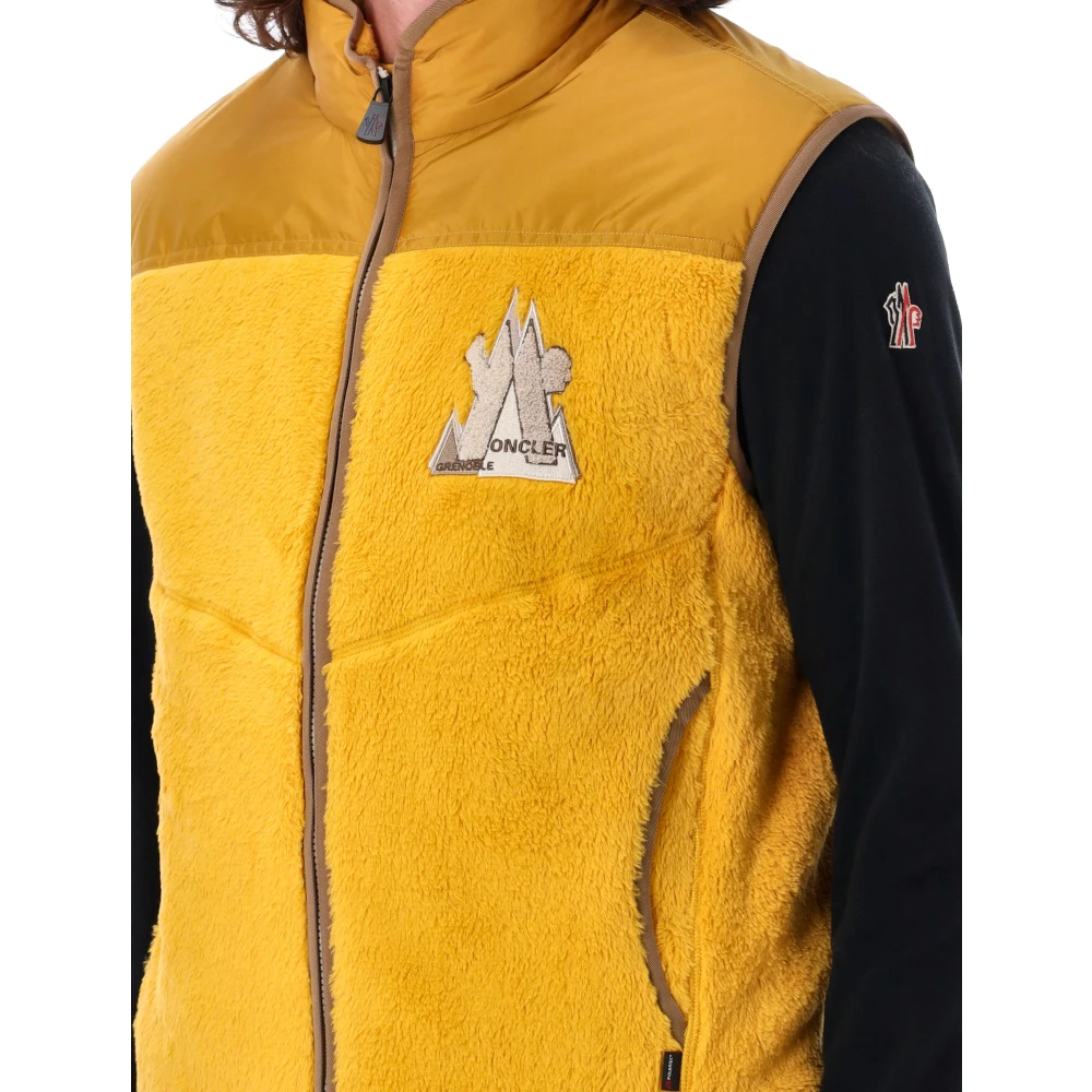 Moncler Gele Zip-Up Vest Buitenkleding Aw24 Yellow Heren