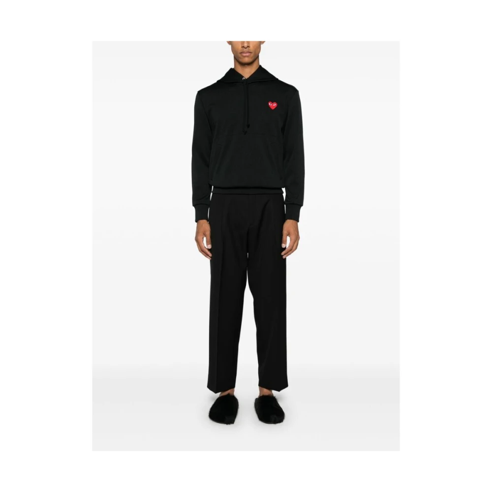 Costumein Zwarte Wol Plooi Detail Tapered Broek Black Heren