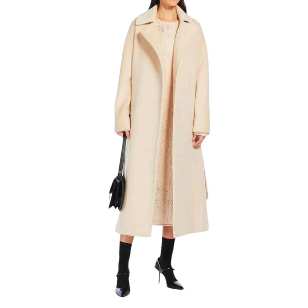 Max Mara Studio Elegante Wollen Jas Beige Dames