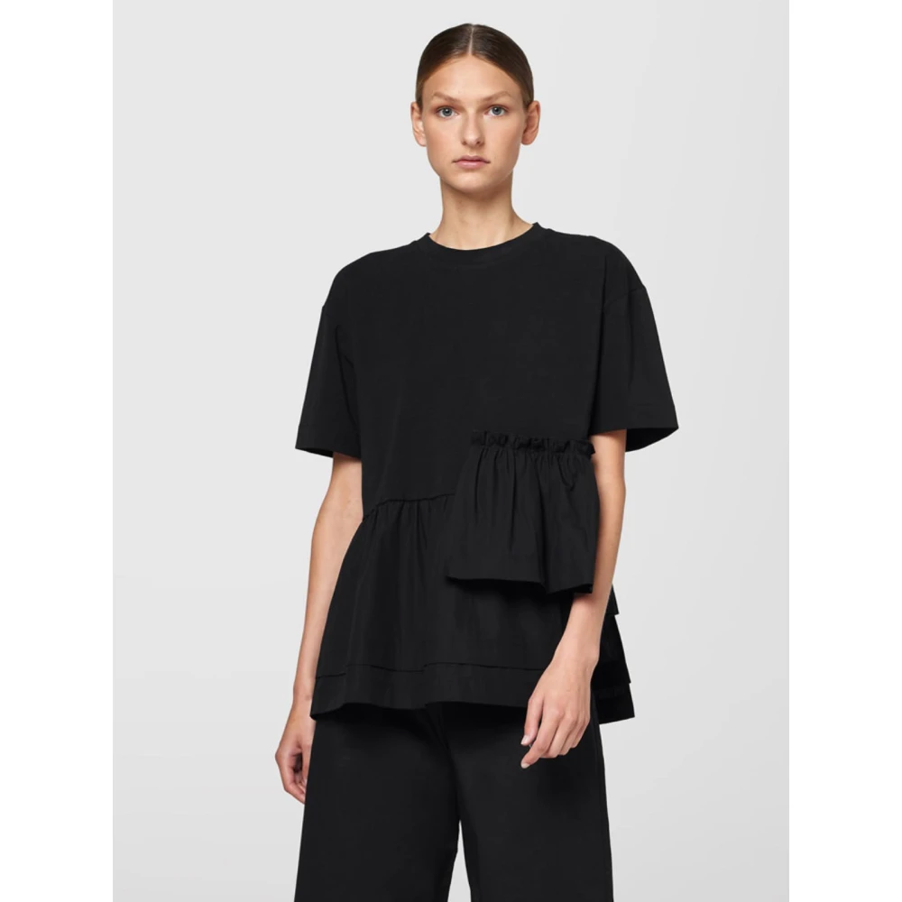 Alpha Studio Giro Ruffle T-Shirt Black Dames