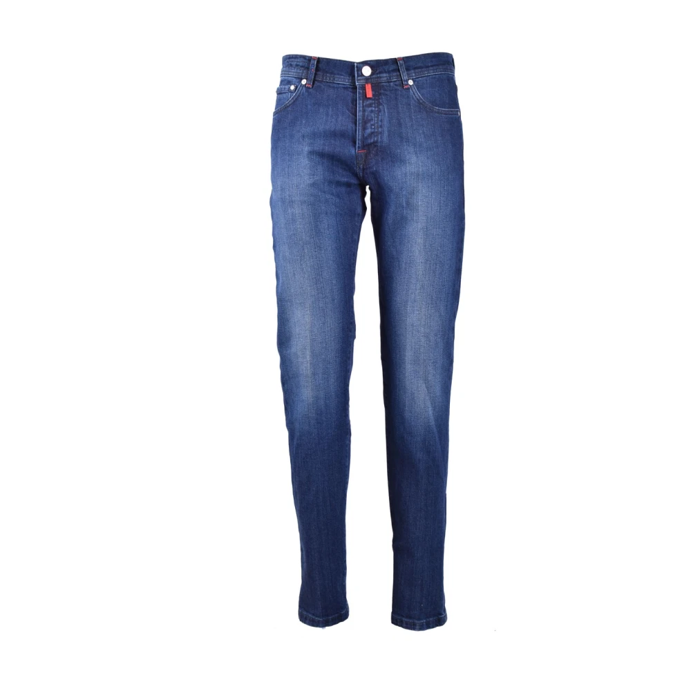 Kiton Slim-Fit Jeans voor Mannen Blue Heren