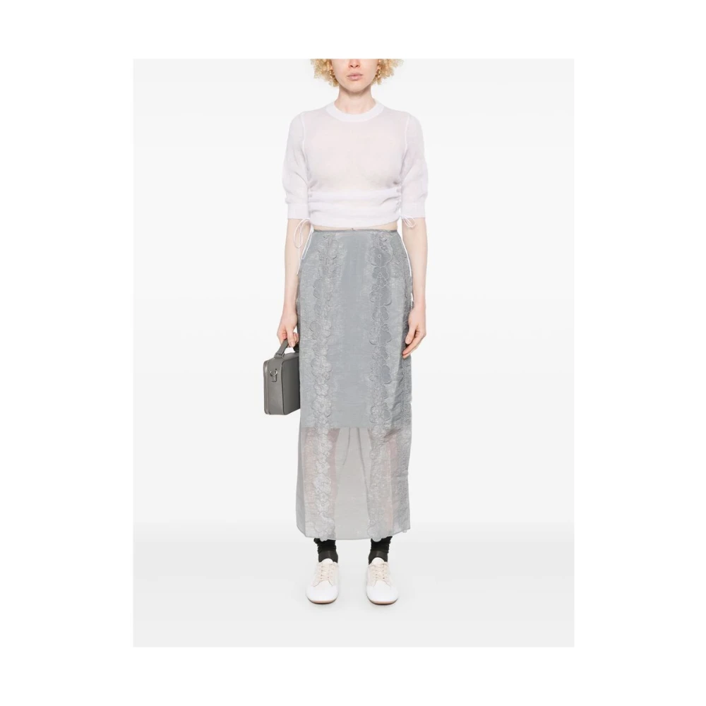 Cecilie Bahnsen Witte Crew Neck Korte Mouw Sweater White Dames