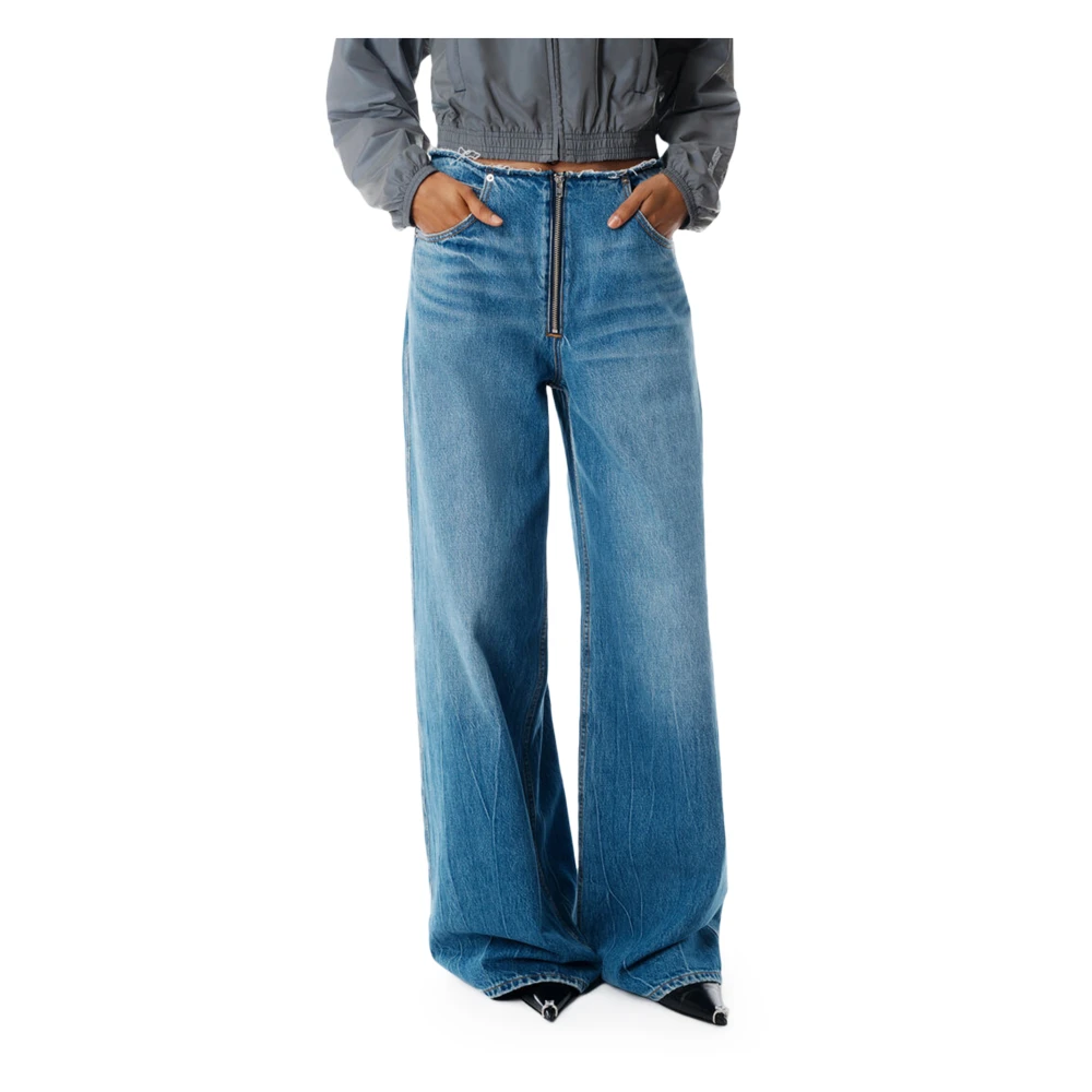 Alexander Wang Women's Blue Surge Low-Rise Wide Leg Jean - Wide Jeans - W25 - Jeans