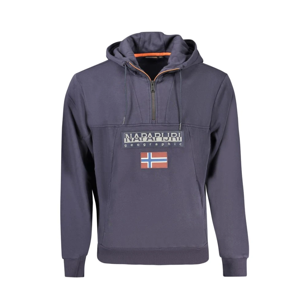 Napapijri Blauwe Katoenen Hoodie voor Mannen Blue Heren
