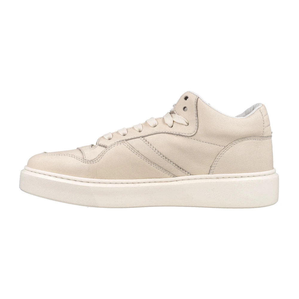 Doucal's Minimalistische Leren Hoge Sneakers Beige Heren