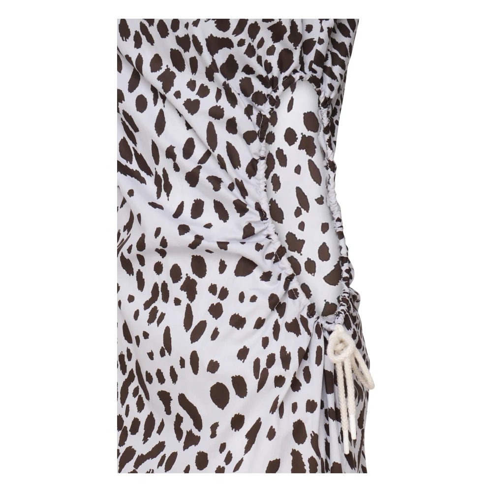 Ottod'Ame Zwarte Lange Jurk met Ronde Kraag Multicolor Dames