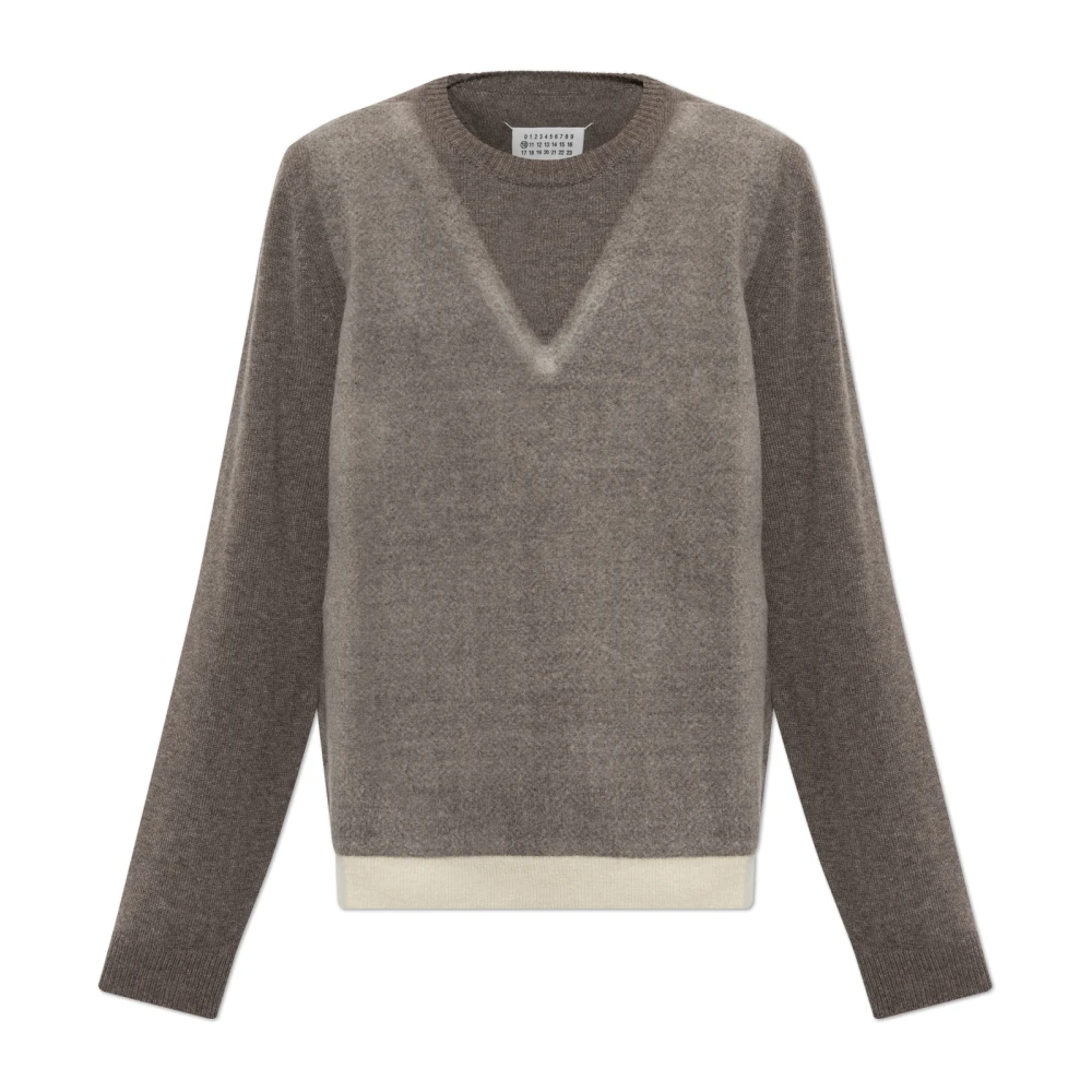 Maison Margiela Brown Round-Neck Knitwear, Male, L, Wool Jumper