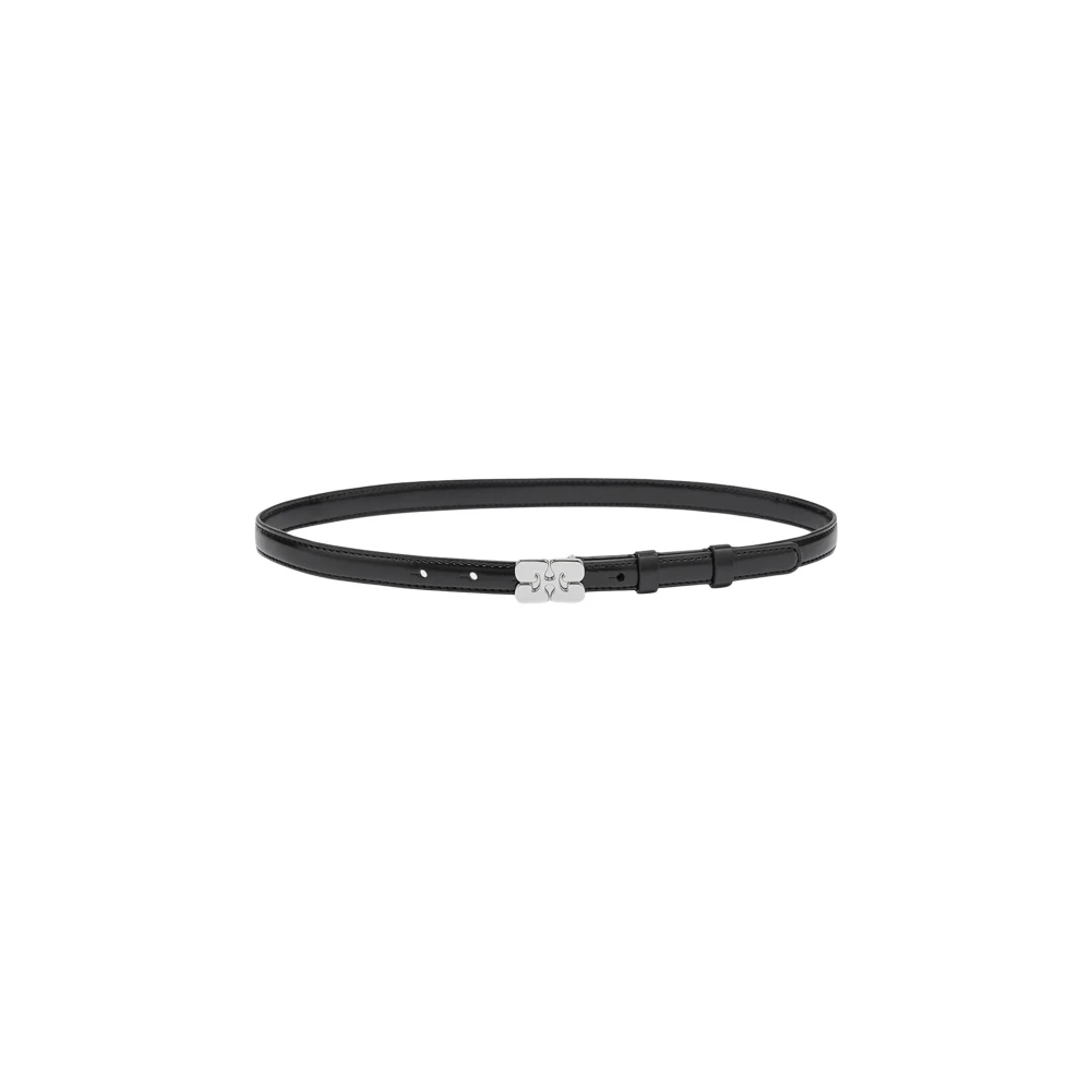 Ganni Women's Black Belts, Xs/S, Patent Belt In Small Size