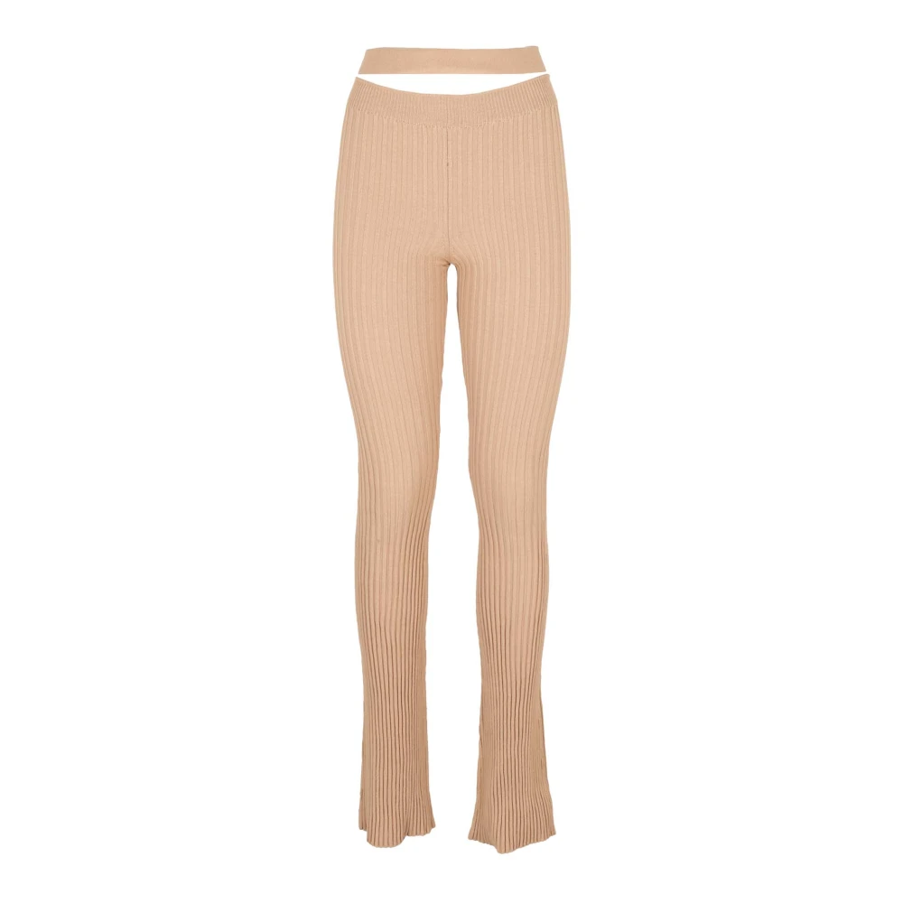 Andrea Adamo Geribbelde Gebreide Flare Uitgesneden Beige Dames