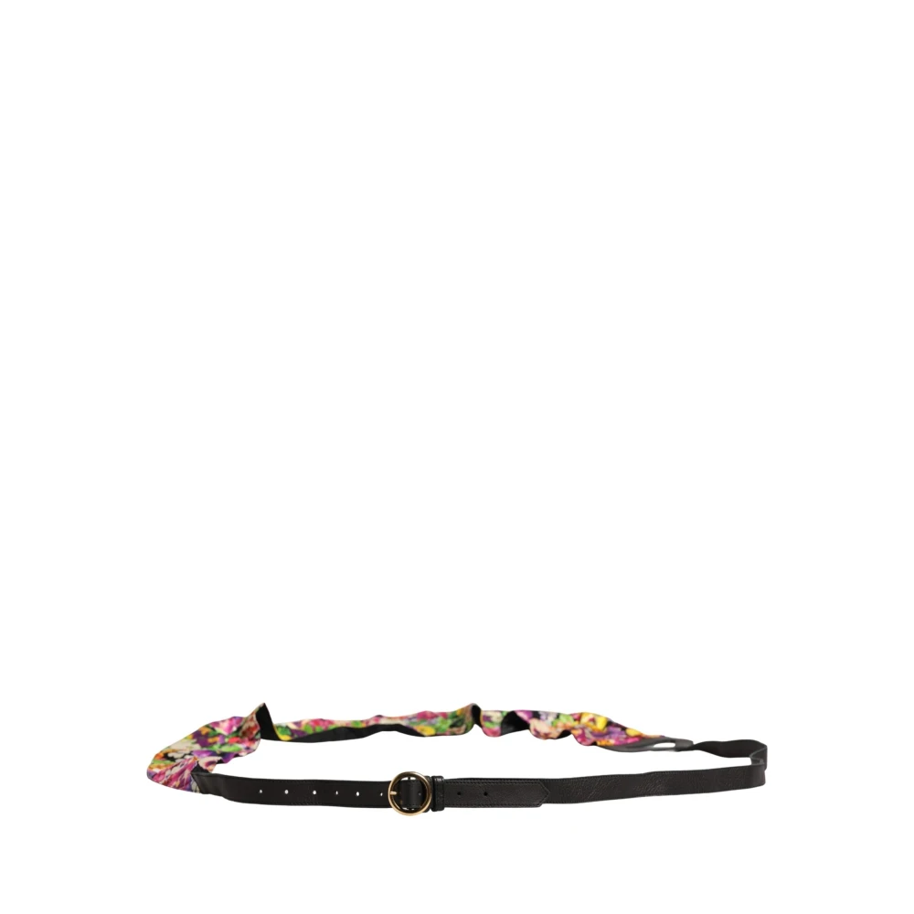 Cavalli Class Women's Multicolor Belts, One Size, Floral Wide Waist Metal Buckle Cintura Belt