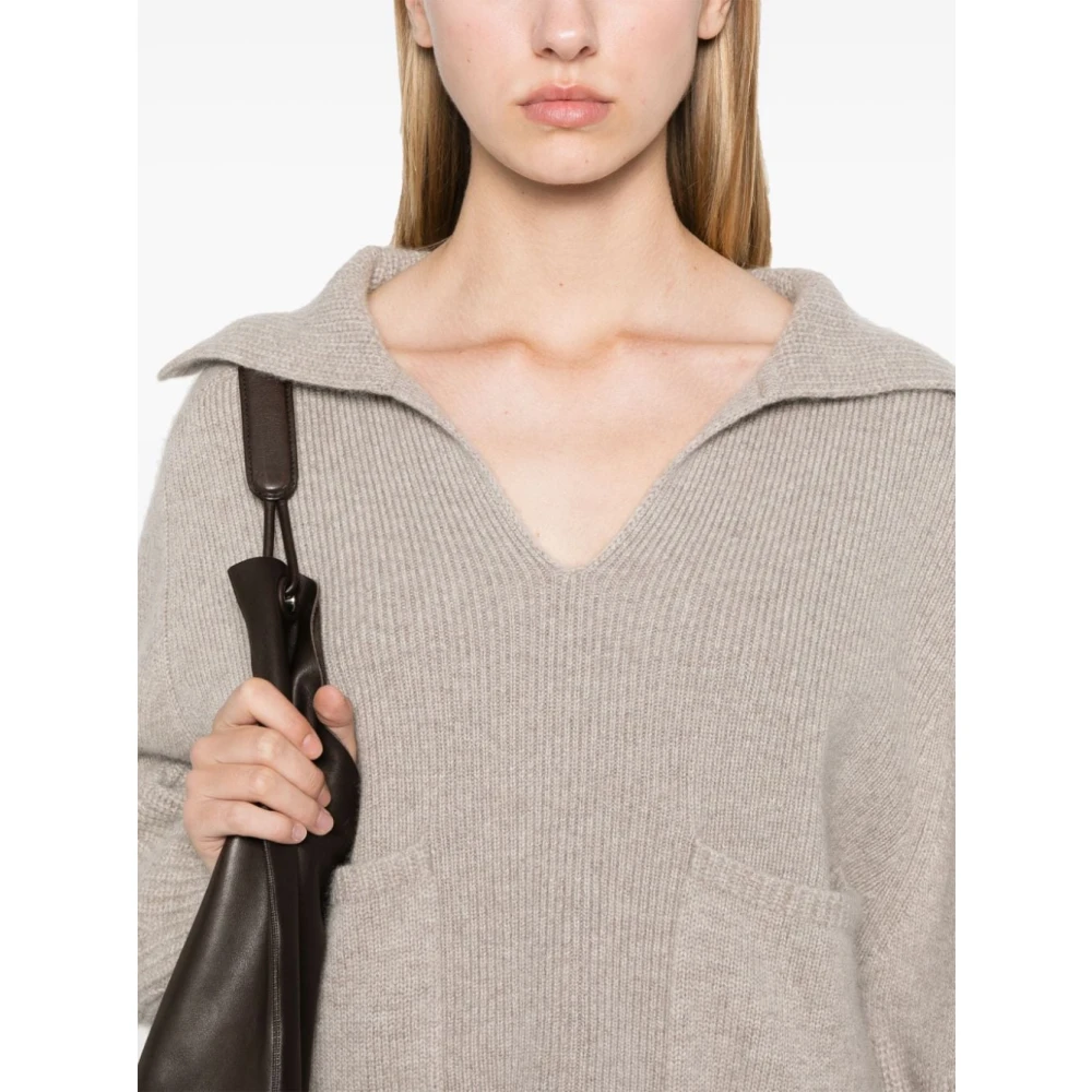 allude Grijze Kasjmiertrui met V-hals Gray Dames