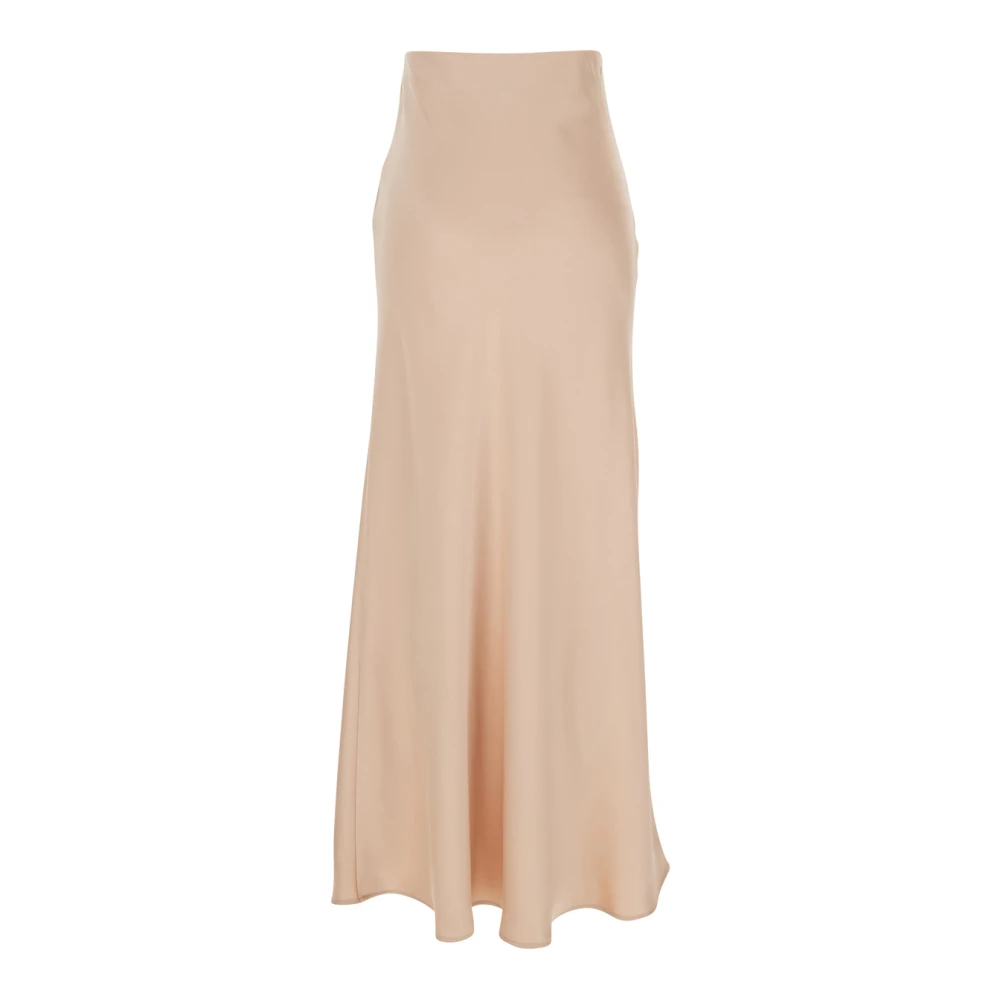 Plain Units Roze Satijnen Lange Rok met Ruche Pink Dames