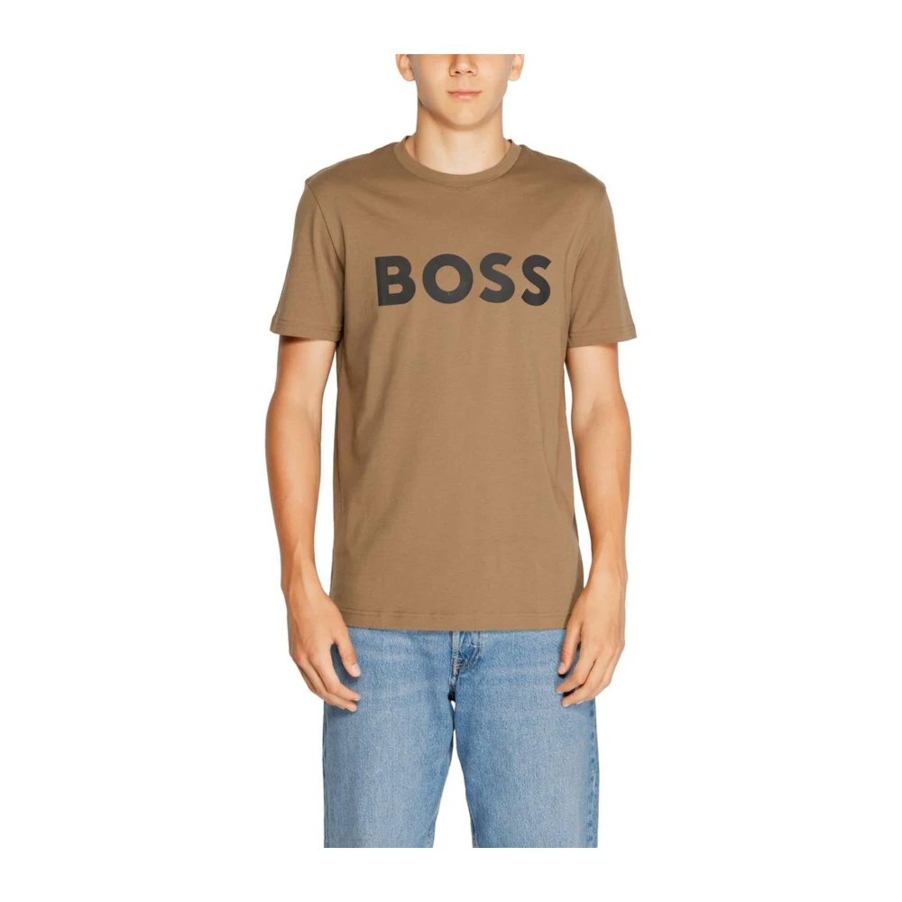 Hugo Boss Minimalistische Katoenen T-shirt Collectie Brown Heren