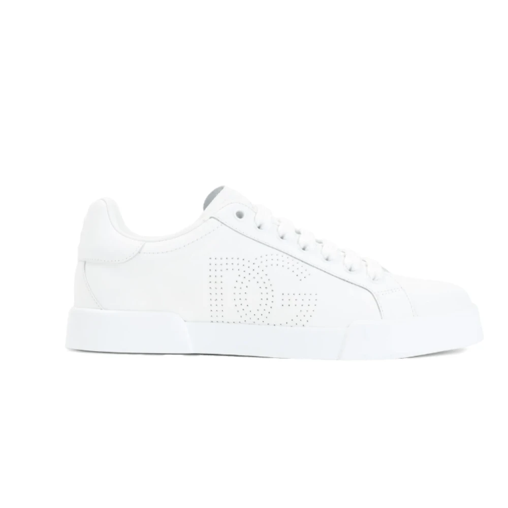 Dolce & Gabbana Witte leren sneakers met geperforeerd ontwerp Dames Schoenen