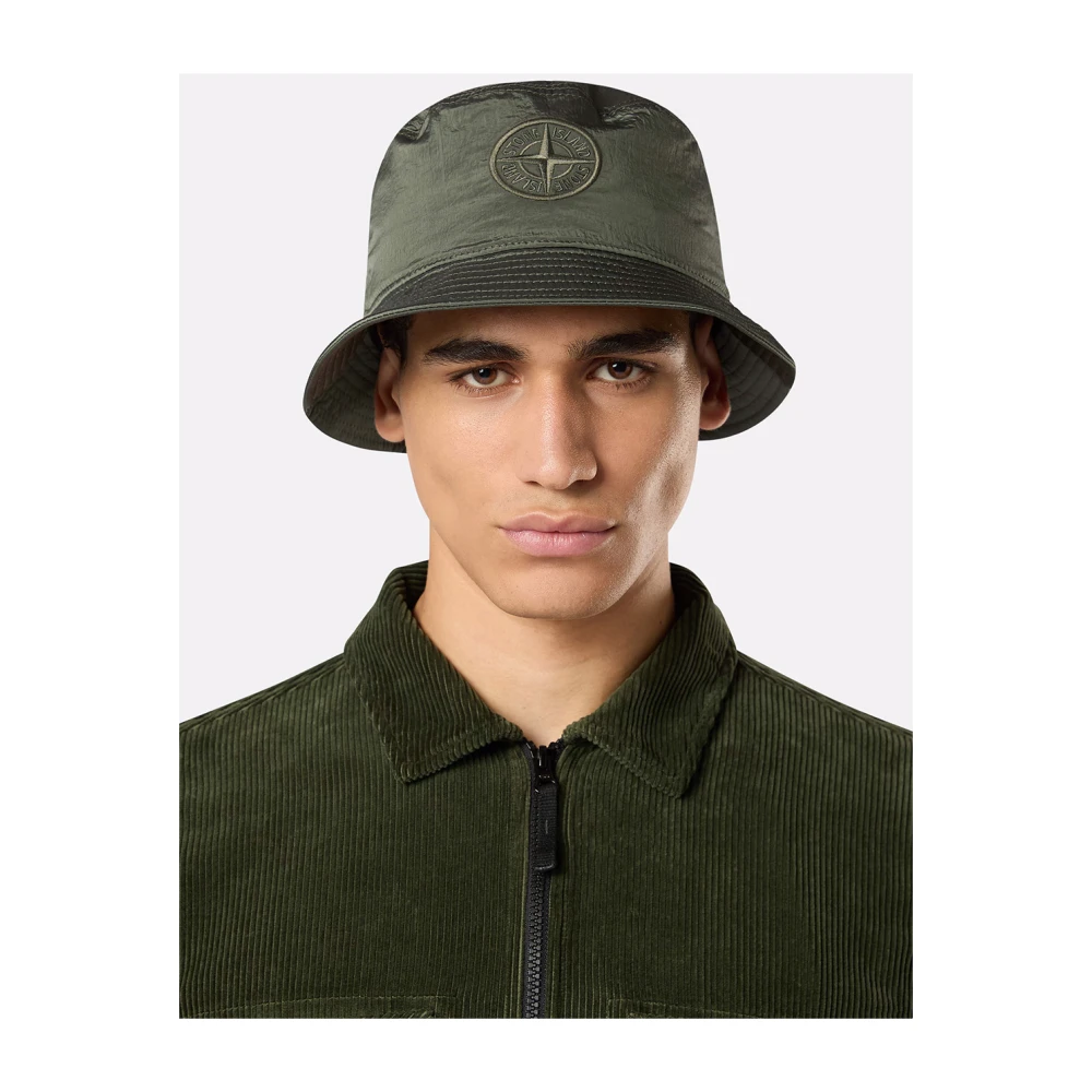 Stone Island Groene Nylon Metalen Bucket Hoed Green Heren