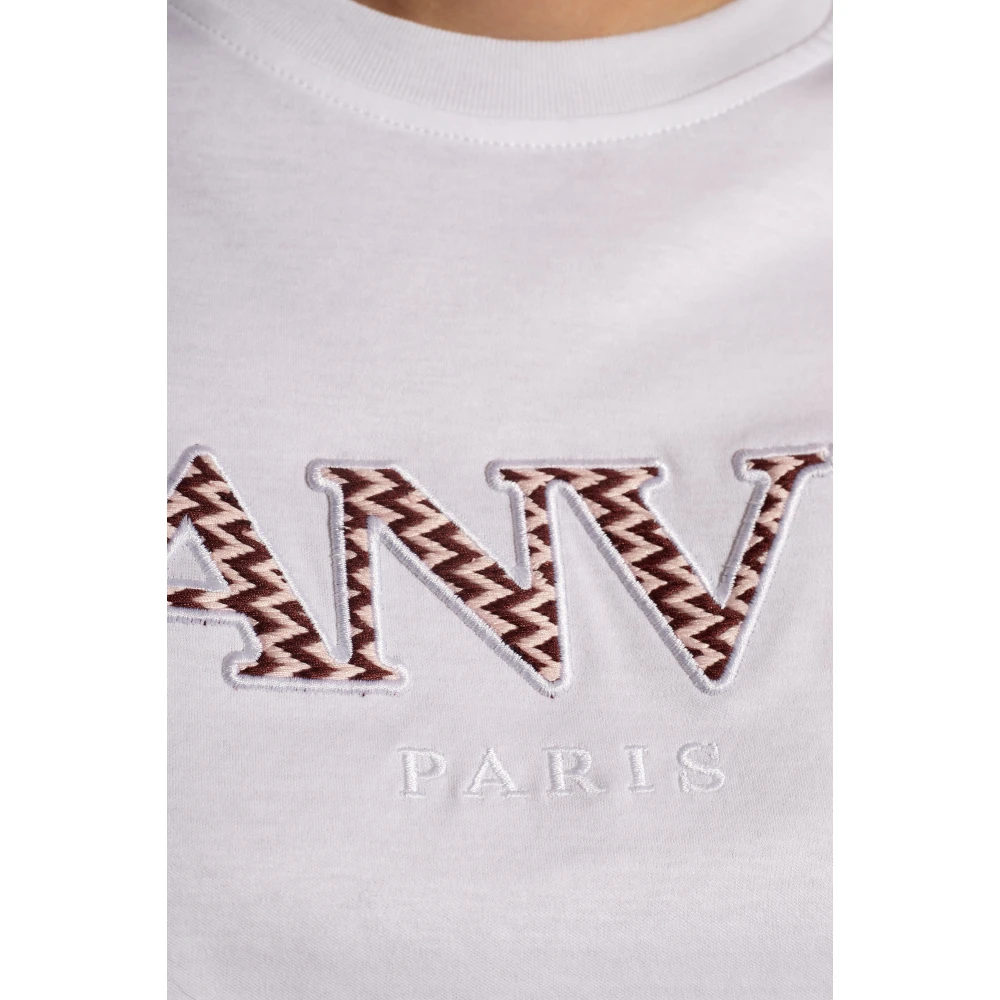 Lanvin Geknipt T-shirt met logo White Dames