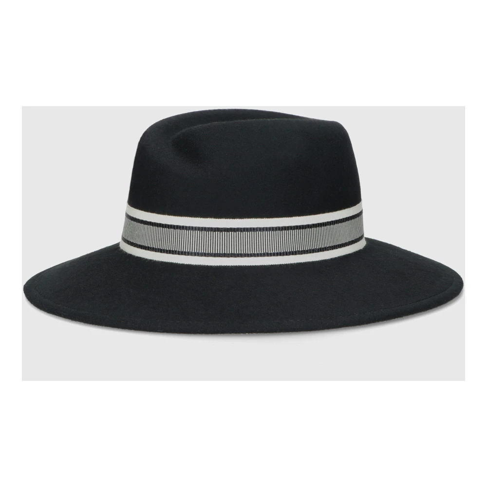 Borsalino Gestreepte wollen vilthoed Black Dames