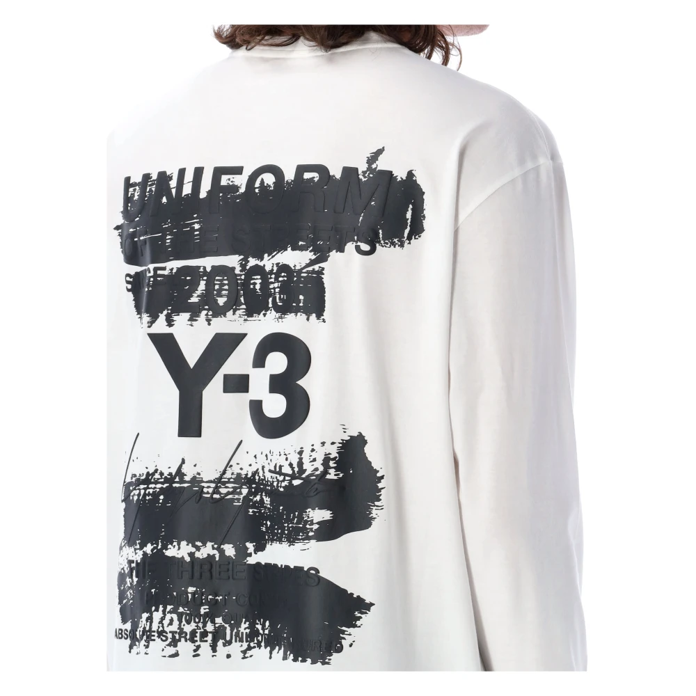 Y-3 Grafisch Logo T-shirt Wit White Heren