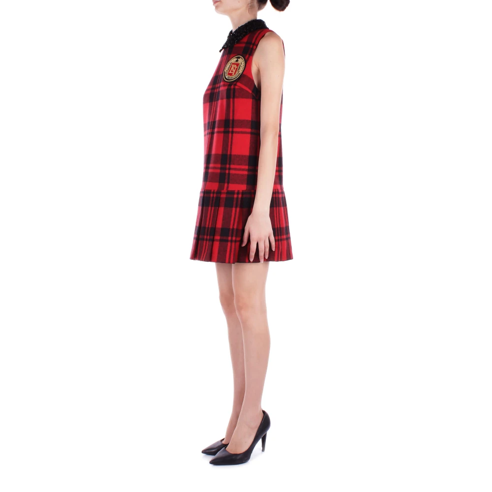 Elisabetta Franchi Bordeaux Jurk met Paillet Kraag Red Dames