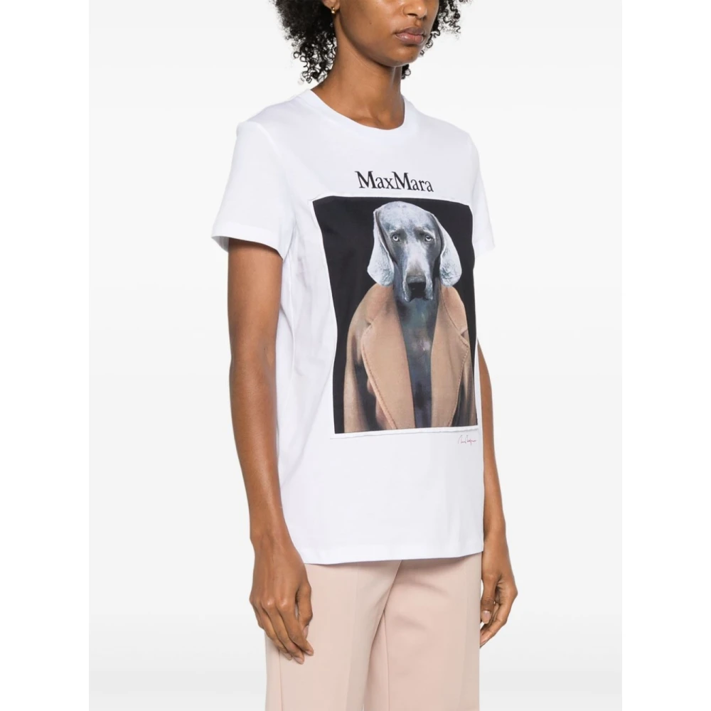Max Mara Hondenprint T-shirts en Polos White Dames